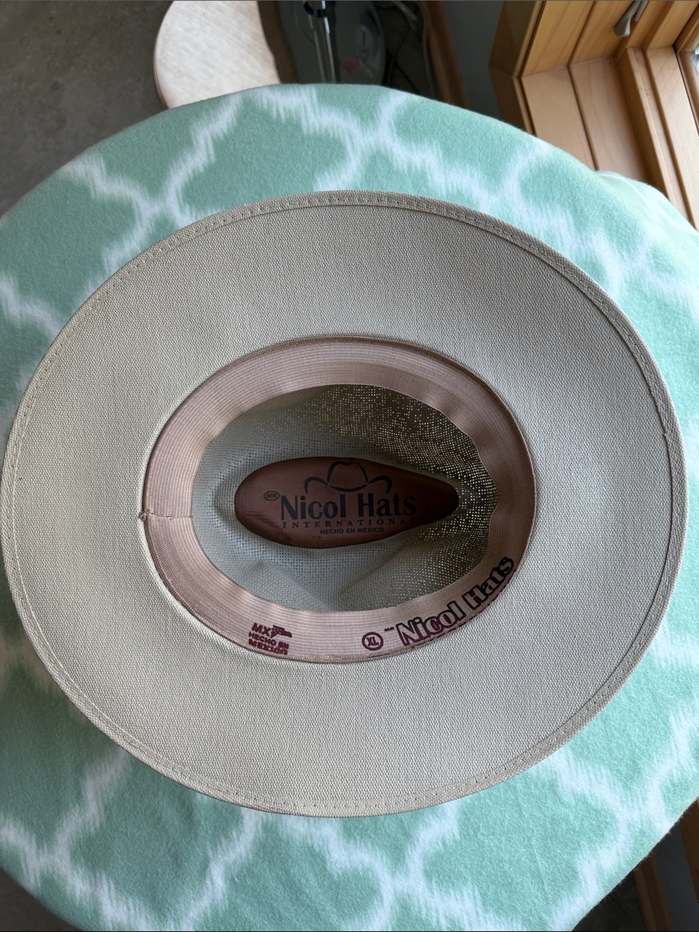 Beige Panama Style Fedora Hat with Tan Band size XL Nicol Hats - Picture 4 of 6